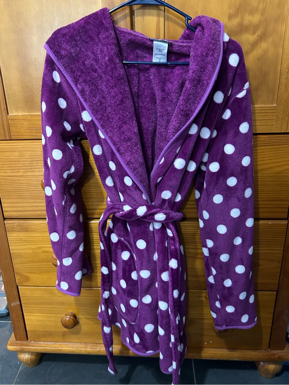 Itsy bitsy teeny weenie purple polka dot hooded robe 😉
